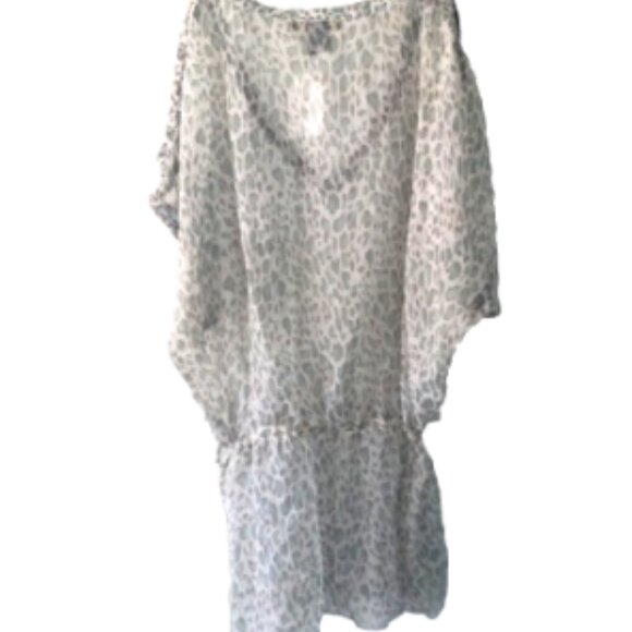 Women's Top/Cover-Up Sz Med Sheer drawstring waist beaded V-Neck/Cold Shoulder - Picture 9 of 12